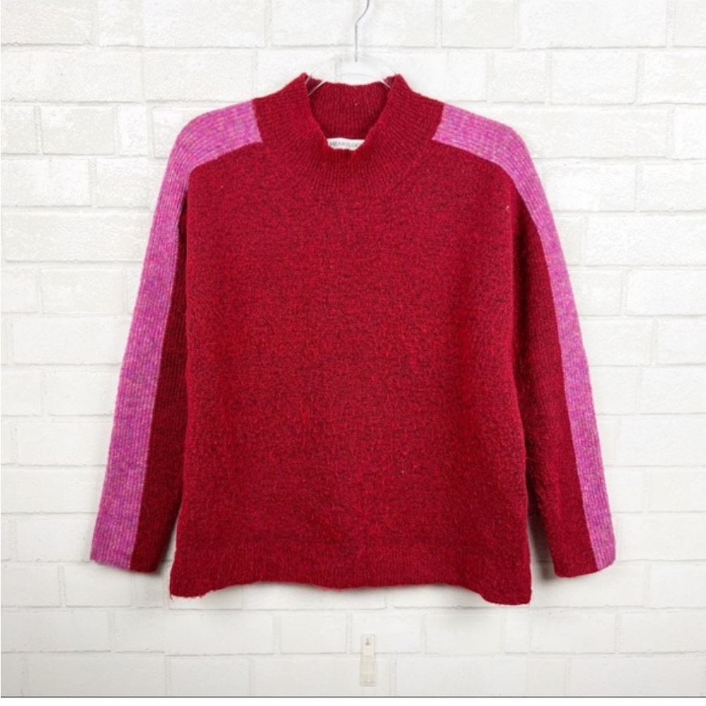 Heartloom Mock Neck Racing Stripe Sweater